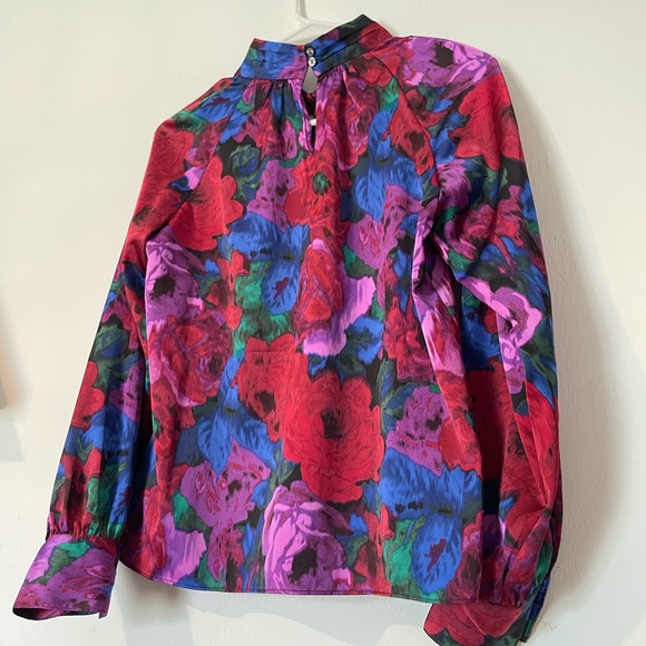 Talbots Vibrant Floral Top - Red, Purple, Blue - Picture 5 of 6